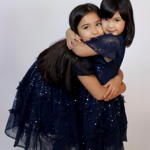 Mini Maya Navy Blue Sequin Dress for toddler - Picture 2 of 3